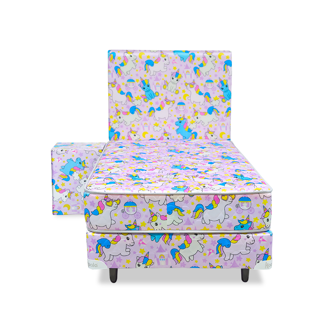 SOMMIER KOALA INFANTIL JUEGO COMPLETO UNICORNIO 100X190 CM