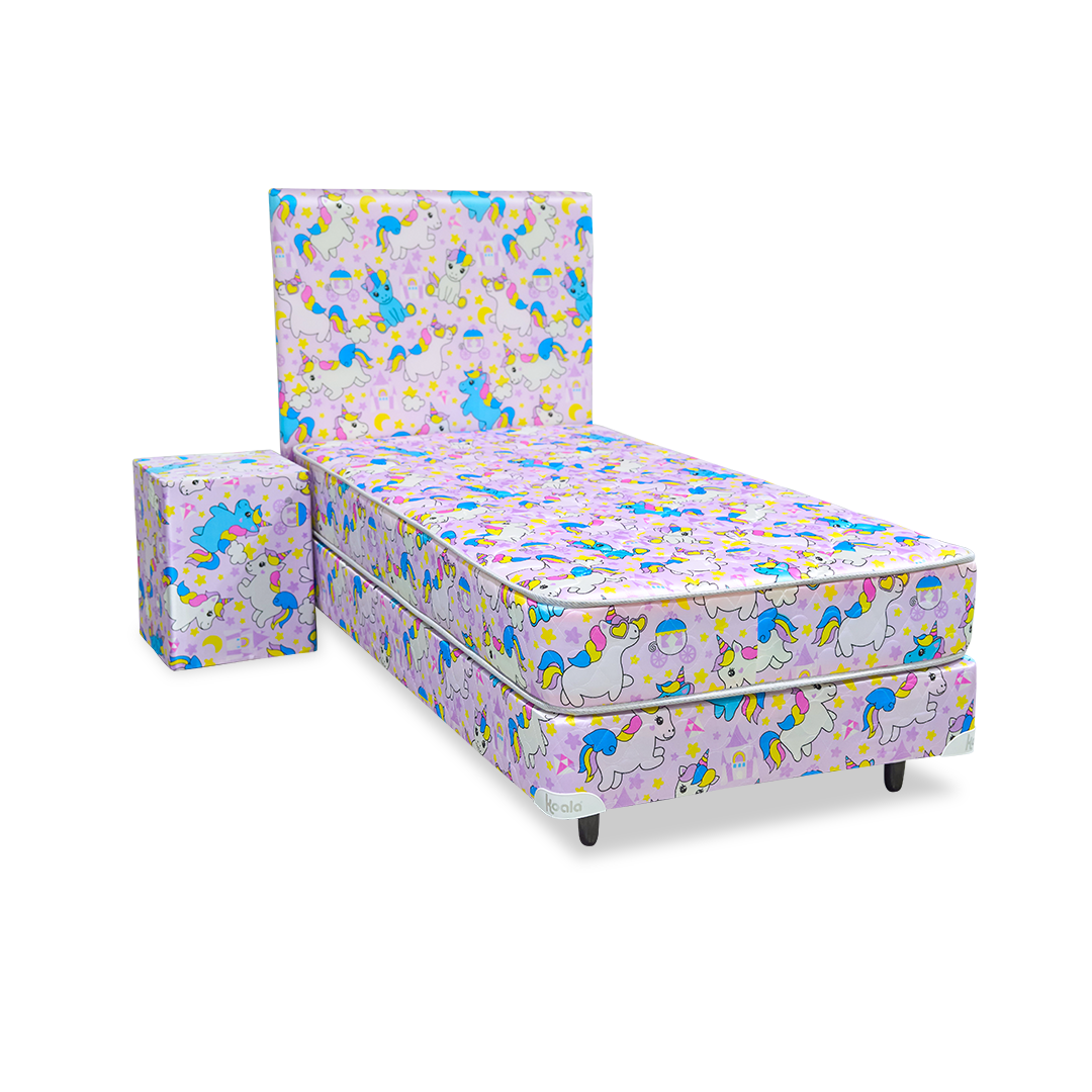 SOMMIER KOALA INFANTIL JUEGO COMPLETO UNICORNIO 100X190 CM