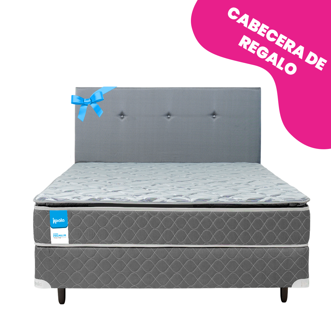 Sommier Koala Premium PillowTop Gris 140x190 cm